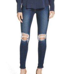 L'AGENCE sz 29 Margot High Rise Skinny Jeans Baltic Destruct Wash Denim